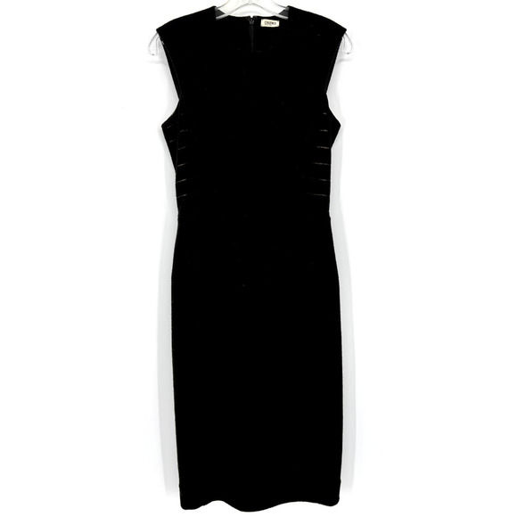 L'Agence Womens 2 Black Wool Sheath Dress Mesh Side Detail LBD Cocktail - Picture 1 of 9